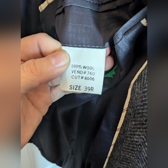 Lands' End Herringbone Selkirk Wool Blazer Men's 39R Blue/White - Picture 5 of 10